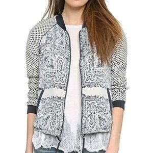 Maison Scotch WM's Reversible Blue & White Bomber Jacket